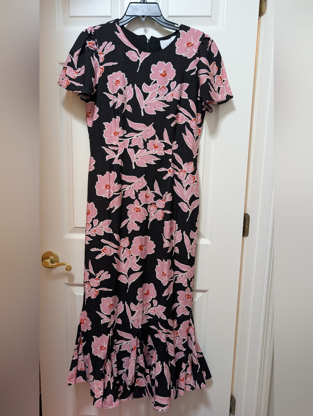 NWT LE BOP Etta Dress Night bloom Black Pink Floral Size Medium M